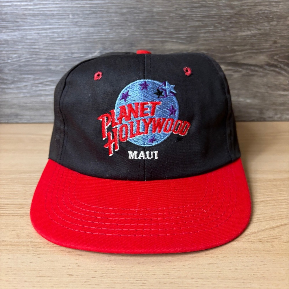Vintage Planet Hollywood Hat‎ Cap Snapback Black Red Maui USA Made